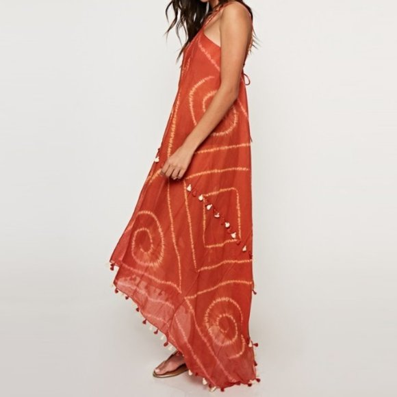 Moroccan Scarf Print Tie Handkerchief Maxi - The Perfect Summer Cover-Up - Picture 9 of 10